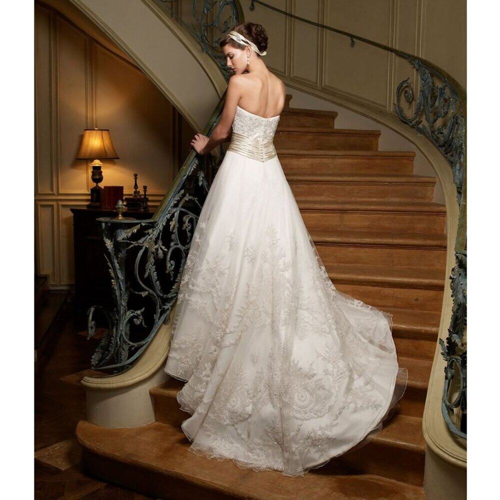 Casablanca Ivory Strapless Beaded Embroidered Bridal Gown Wedding Dress NWT